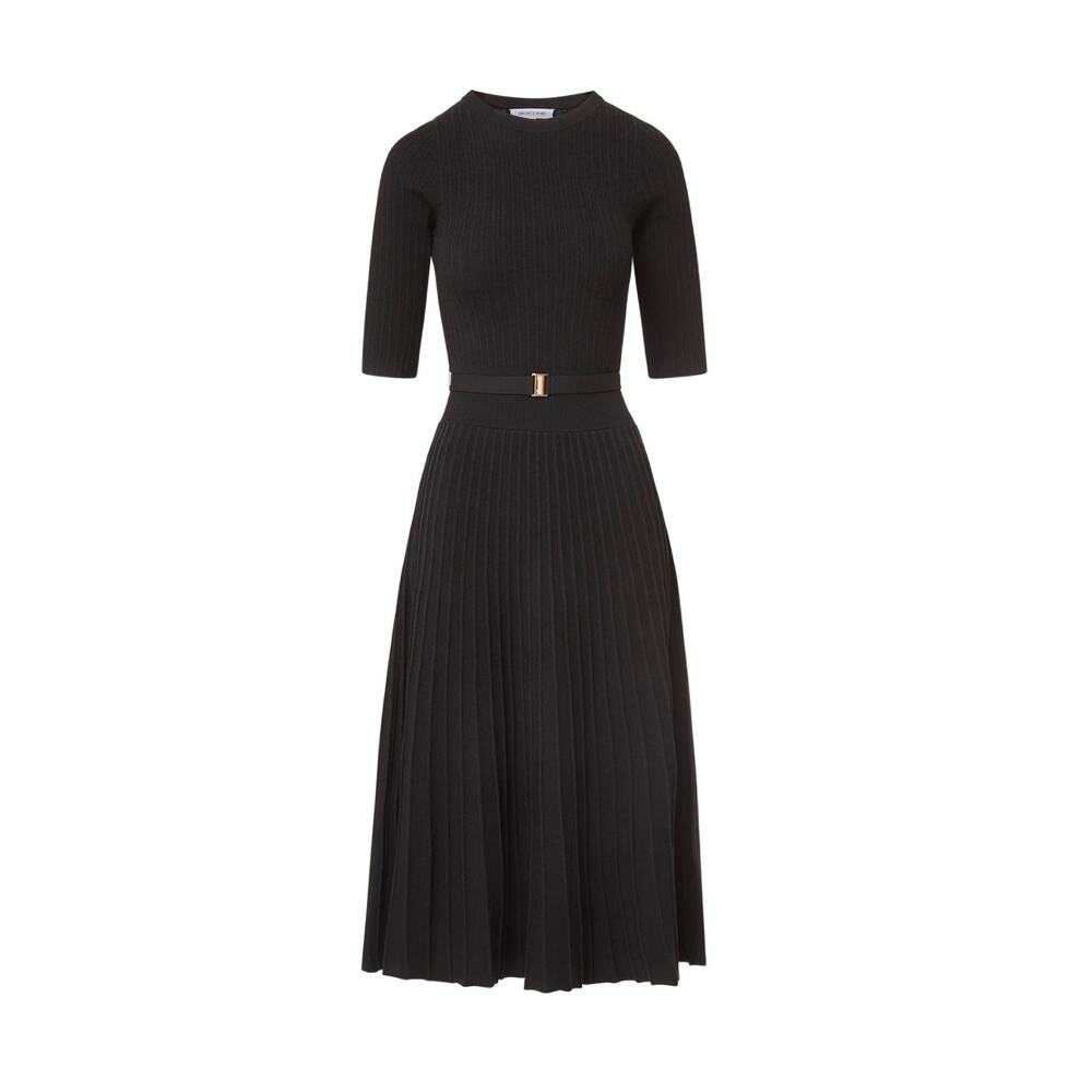 NEW Veronica Beard Elthea Knit Dress Black Belted Size Medium - Picture 2 of 8